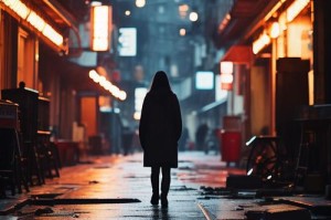 深夜伤感图片：一个人孤独的背影