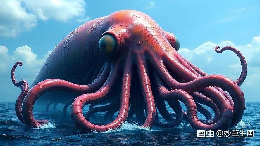 深海巨兽对决:巨型章鱼大战大王乌贼